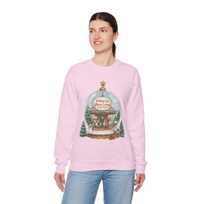 Holiday Café Christmas Sweatshirt, Warm Cocoa Snow Globe Pullover