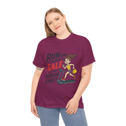 Motivational Fitness Tee, Workout Shirt, Funny Exercise Gym Top, Funny Shopping Tee, Treadmill Runner Shirt for Her,  run for sale tee