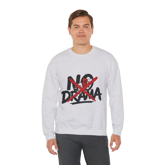 No Drama Mens Crewneck Sweatshirt, Casual Everyday Wear, Gift for Friends, Relaxed Vibes, Comfortable Fashion