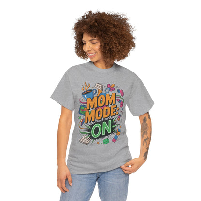 Mom Mode ON Cotton Tee, Funny Mom T-Shirt, Gift for Mothers, Parent Life Apparel, Mother's Day Humor T-Shirt, Cute Mama Life Graphic Tee