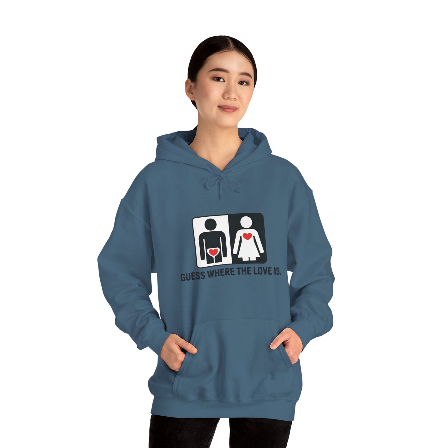 Guess Where the Love Is Hoodie, Cute Couples Hoodie, Valentines Day Gift, Matching Outfits, Witty Relationship Hoodie,  Love Joke Graphic
