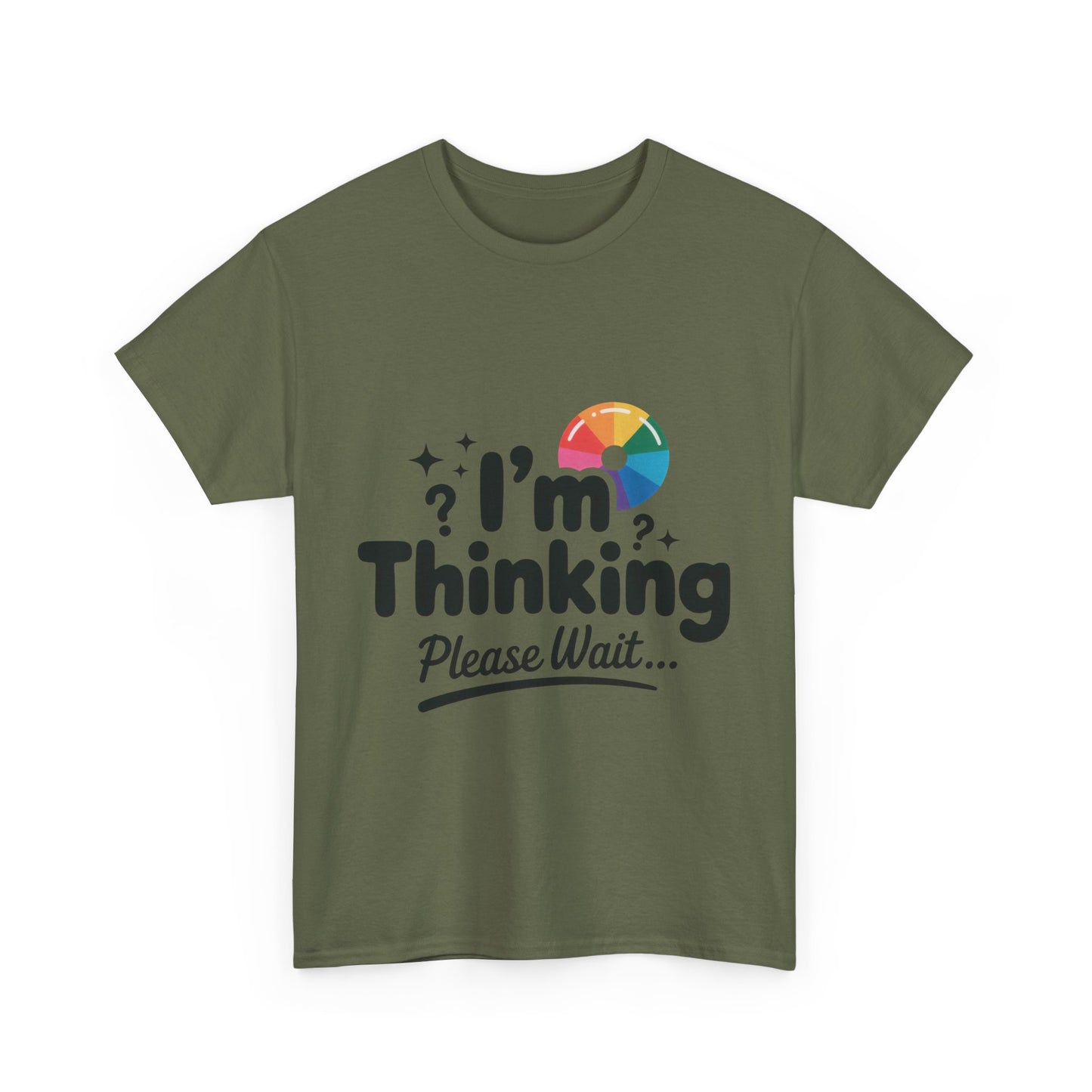 Funny - Im Thinking Please Wait - Mens T-Shirt, Cute Geeky Gift for Introverts, Programmers, Designers, Fun Humor Shirt, Gift for Adults
