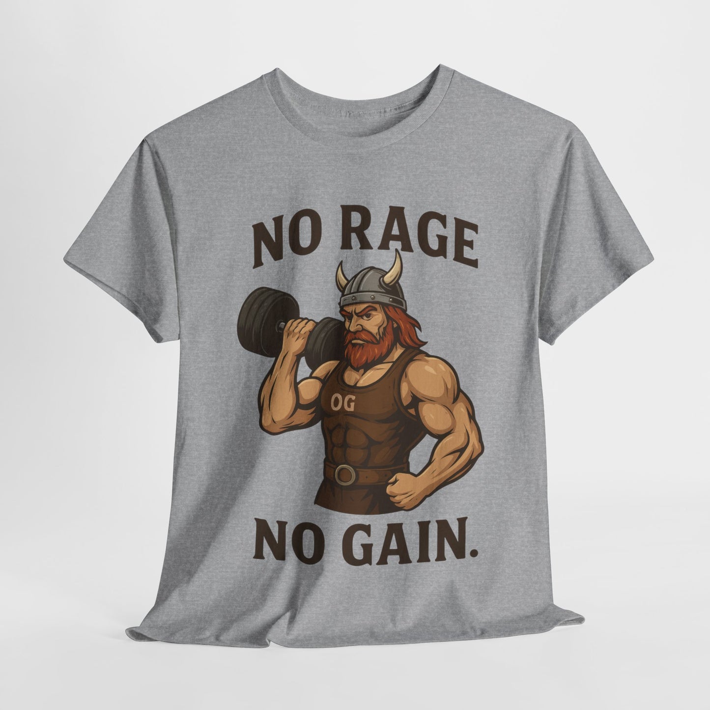 No Rage No Gain Viking Gym Shirt, Funny Muscle Workout Tee, Barbarian Fitness T-Shirt for Men, Powerlifting Humor Shirt, Viking Lifting Gift