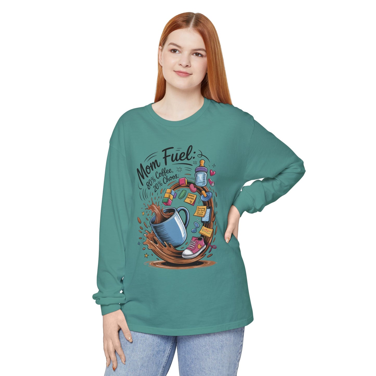Mom Fuel Long Sleeve T-Shirt, Coffee Lovers Gift, Mother's Day Apparel, Cute Mom Shirt, Coffee Lover Mom Life Top, Coffee Lover's Tee