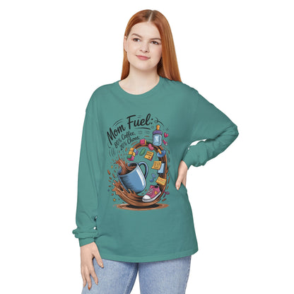 Mom Fuel Long Sleeve T-Shirt, Coffee Lovers Gift, Mother's Day Apparel, Cute Mom Shirt, Coffee Lover Mom Life Top, Coffee Lover's Tee