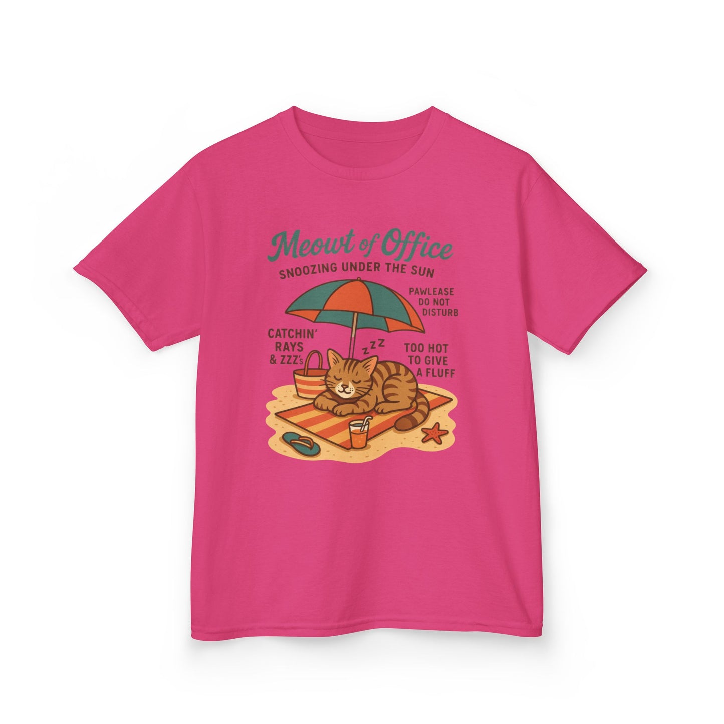 Kids Cat-Themed T-Shirt - Meowt of Office, Cute Summer Tee, Cat Lover Gift, Fun Playwear, Summer Beach Vacation Tee
