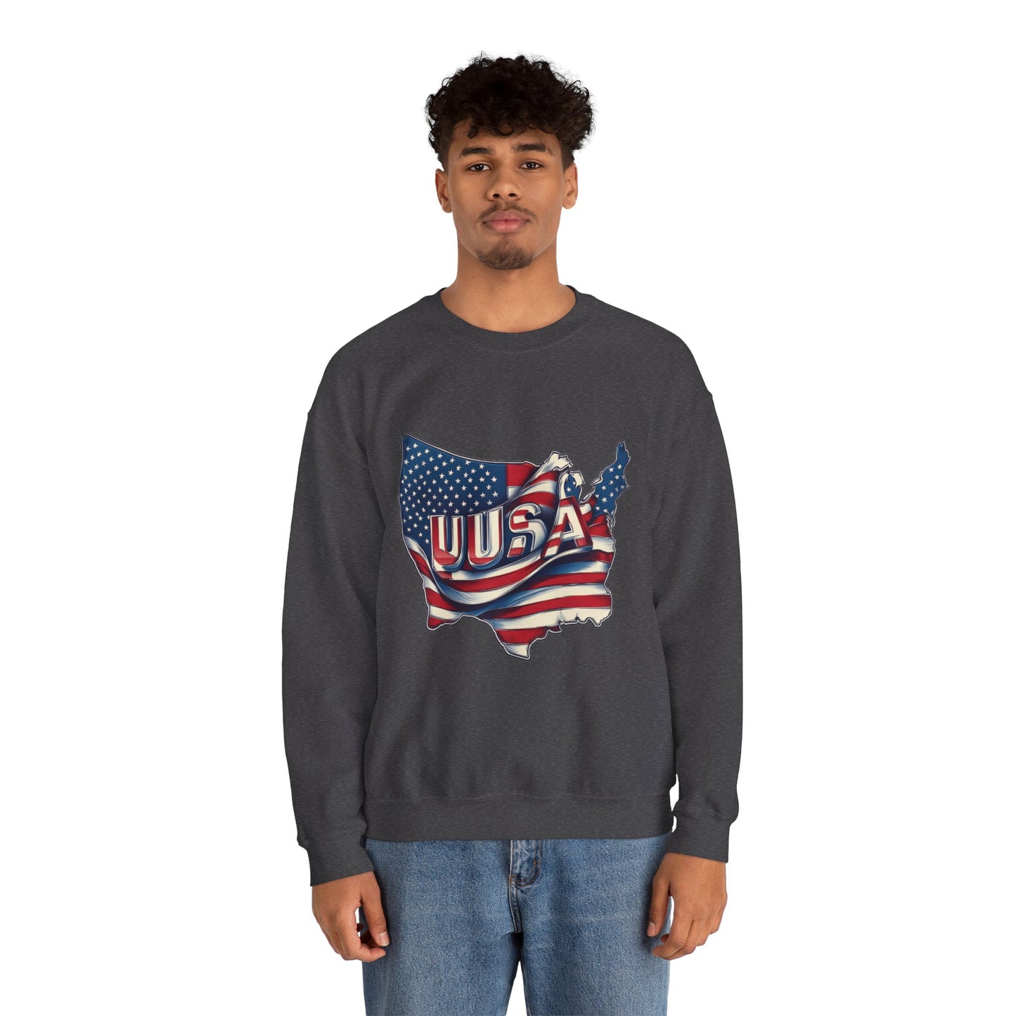 Patriotic USA Crewneck Sweatshirt, Unisex Sweatshirt, American Flag Apparel, Casual Comfort, Great for Independence Day and Holidays