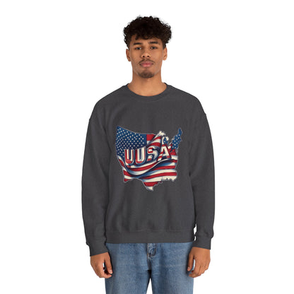 Patriotic USA Crewneck Sweatshirt, Unisex Sweatshirt, American Flag Apparel, Casual Comfort, Great for Independence Day and Holidays