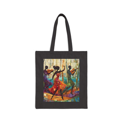 Dancing Silhouettes Cotton Tote Bag, Art Lover Gift, Beach Bag, Eco-Friendly Shopping Tote, Bohemian Style, Festival Essentials
