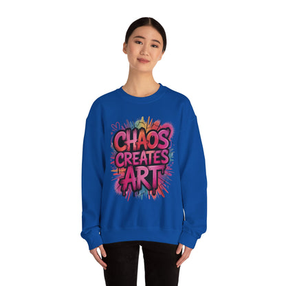 Women's Heavy Blend™ Crewneck Sweatshirt, Chaos Creates Art Graffiti Sweatshirt, Streetwear Sweatshirt