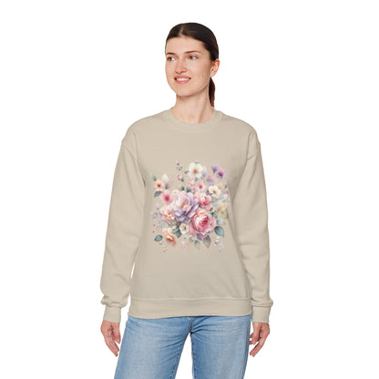 Floral Crewneck Sweatshirt, Cozy Floral Sweatshirt for Spring, Gift for Her, Women's Floral Top, Pastel Floral Sweatshirt