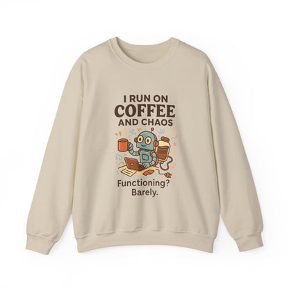 Coffee and Chaos Crewneck Sweatshirt, Funny Sweatshirt for Coffee Lovers, Unisex Gift, Cozy Everyday Wear, Ideal for Holidays