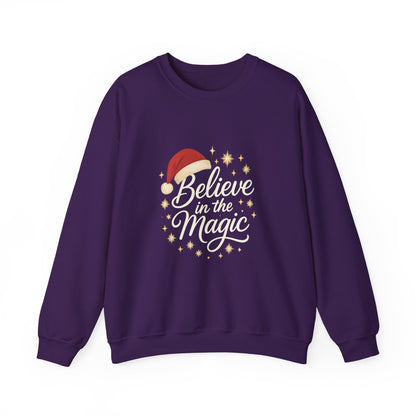 Believe in the Magic Women's Christmas Shirt, Santa Hat Holiday Cozy Sweatshirt, Women's Heavy Blend™ Crewneck Sweatshirt