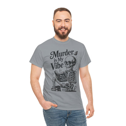 Mens Heavy Cotton Tee - "Murder is My Vibe" Graphic Shirt for Ghoulish Vibes, Halloween Fun, Spooky Season, Casual Wear, Gift for [...]