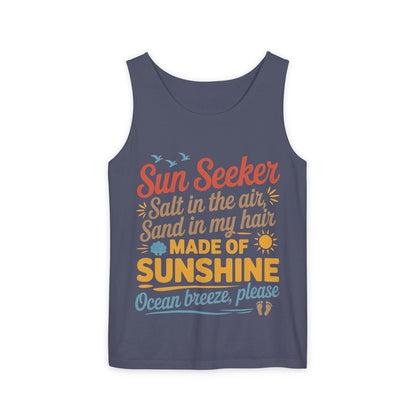 Sun Seeker Summer Quote Tank Top, Made of Sunshine Beach Vibes Tee, Ocean Breeze Please Tank Top for Women, Salt in the Air Sand Top