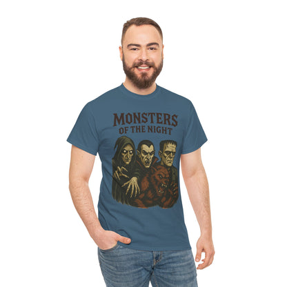 Monsters of the Night Men's T-Shirt, Classic Horror Movie Monsters Graphic Tee, Halloween Shirt