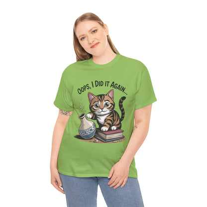 Playful Cat Women's Tee, Funny Oops I Did It Again Design, Cat Lover Gift, Casual Wear, Birthday Gift, Pet Lover Tee, Women's Gift