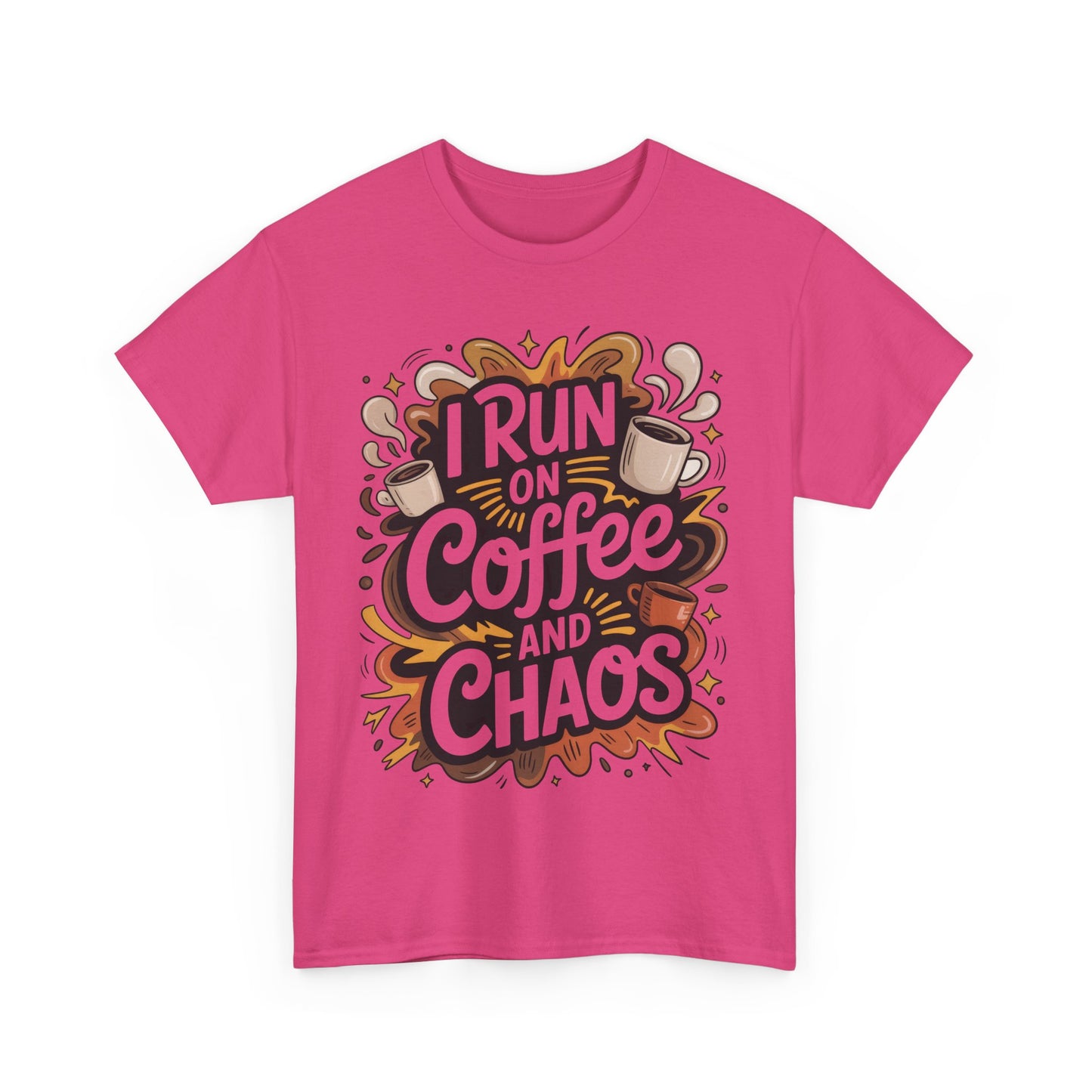 Run on Coffee and Chaos Tee, Unisex Cotton T-Shirt, Coffee Lover Gift, Casual Wear, Perfect for Relaxing Days