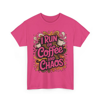 Run on Coffee and Chaos Tee, Unisex Cotton T-Shirt, Coffee Lover Gift, Casual Wear, Perfect for Relaxing Days