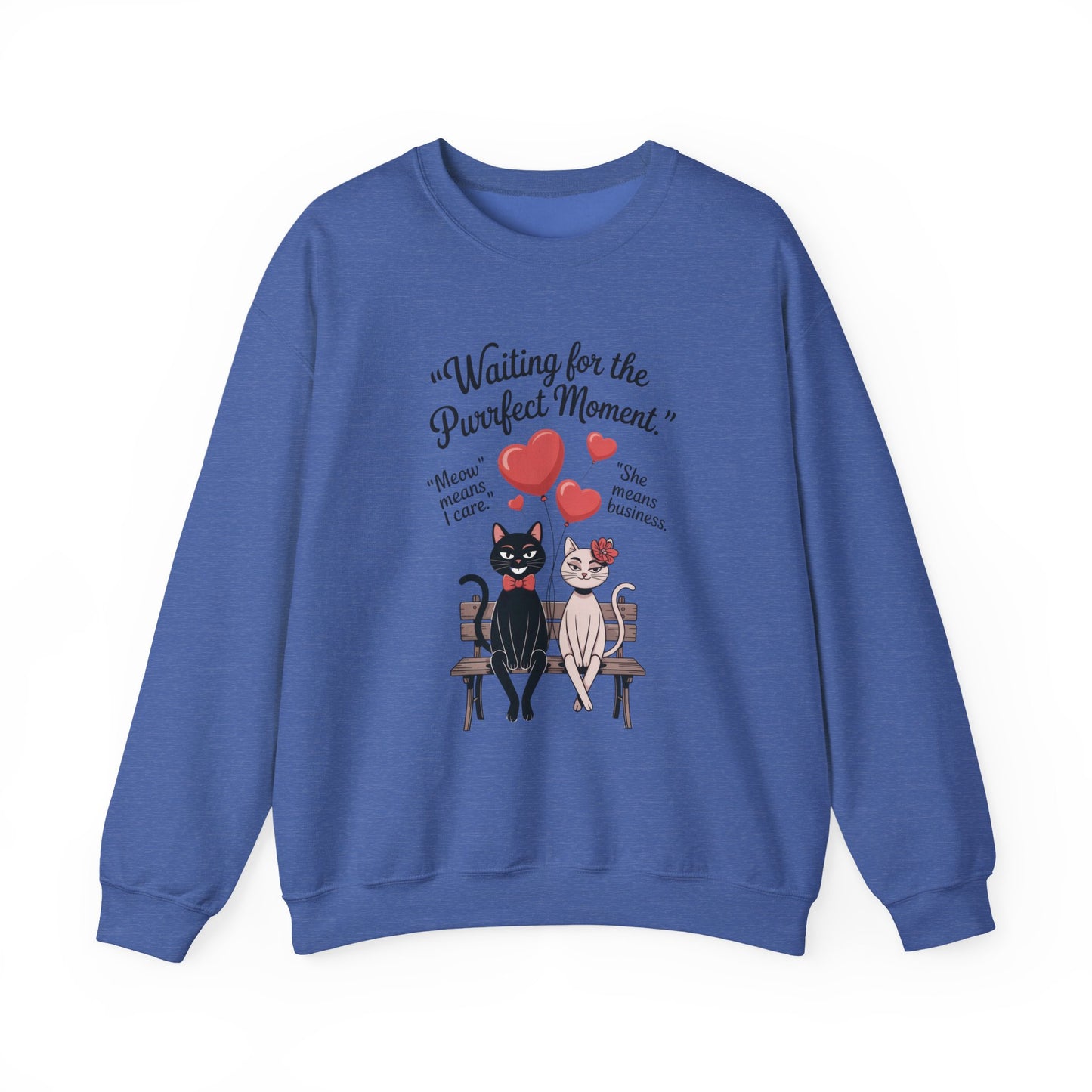 Cute Cat Lovers Womens Sweatshirt, Cozy Gift for Pet Owners, Perfect for Valentine's Day, Animal Lover Apparel, Relaxed Love Sweatshirt