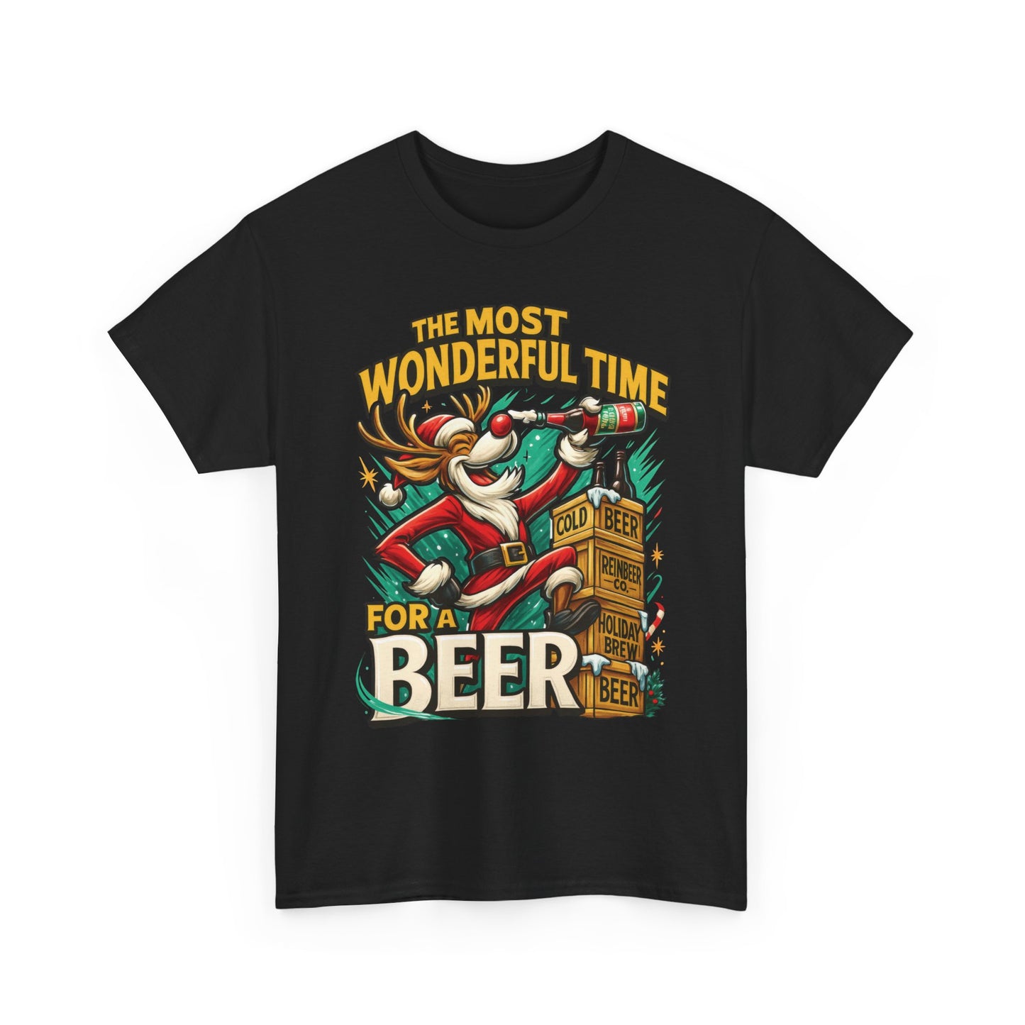 Funny Christmas Beer T-Shirt for Men, The Most Wonderful Time for a Beer