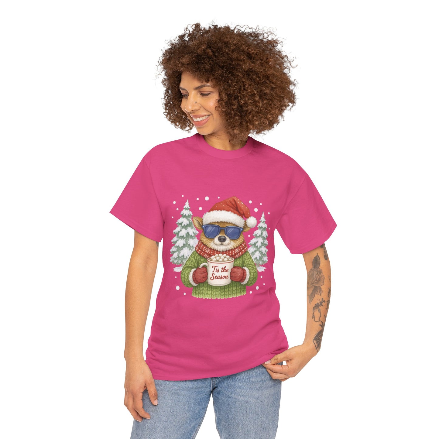 Women's Tis the Season Christmas T-Shirt, Cool Reindeer Holiday Tee