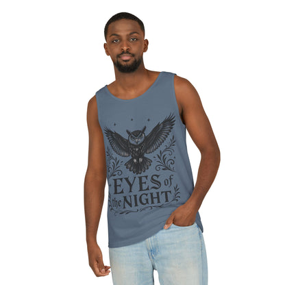 Eyes of the Night Owl Tank Top, Mens Summer Wear, Boho Aesthetic, Festival Outfit, Nature Lover Gift, Halloween Apparel