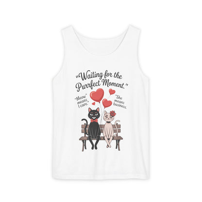 Cute Cat Lovers Tank, Womens Heavy Cotton Tank Top for Pet Owners, Funny Cat Tee, Gift for Cat Lovers, Casual T-Shirt, Animal Art Tee