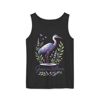 Polygonal Heron Graphic Tank, Womens Artistic Bird Summer Top, Geometric Crane, Bird Lovers Gift, Yoga Shirt, Fitness Apparel, Casual Wear