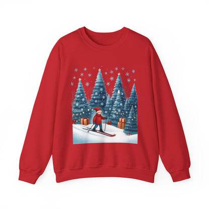 Womens Christmas Skiing Sweatshirt, Cozy Winter Holiday Pullover, Women's Heavy Blend™ Crewneck Sweatshirt