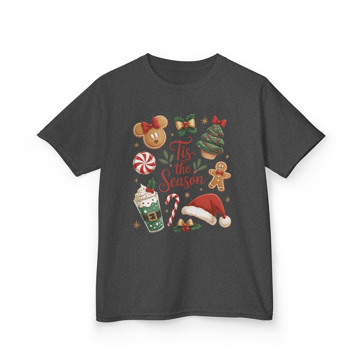 Tis the Season Christmas Shirt for Girls, Cute Holiday Cookie Tee, Kids Heavy Cotton™ Tee