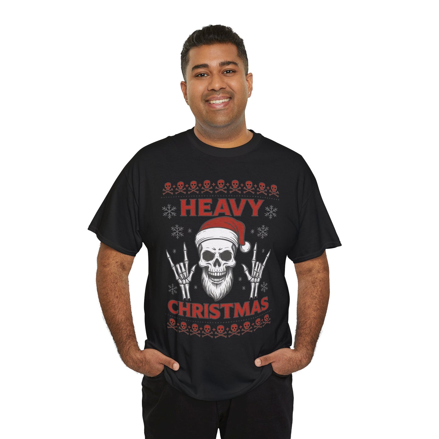Heavy Christmas Sweatshirt, Metal Santa Skull Holiday Pullover for Men