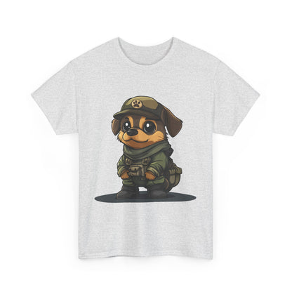 Funny Dog Soldier Tee, Cute Military Dog Cartoon Unisex Heavy Cotton Tee , Pet Lover Gift, Gift for Dog Owners, Gift for Army Fans