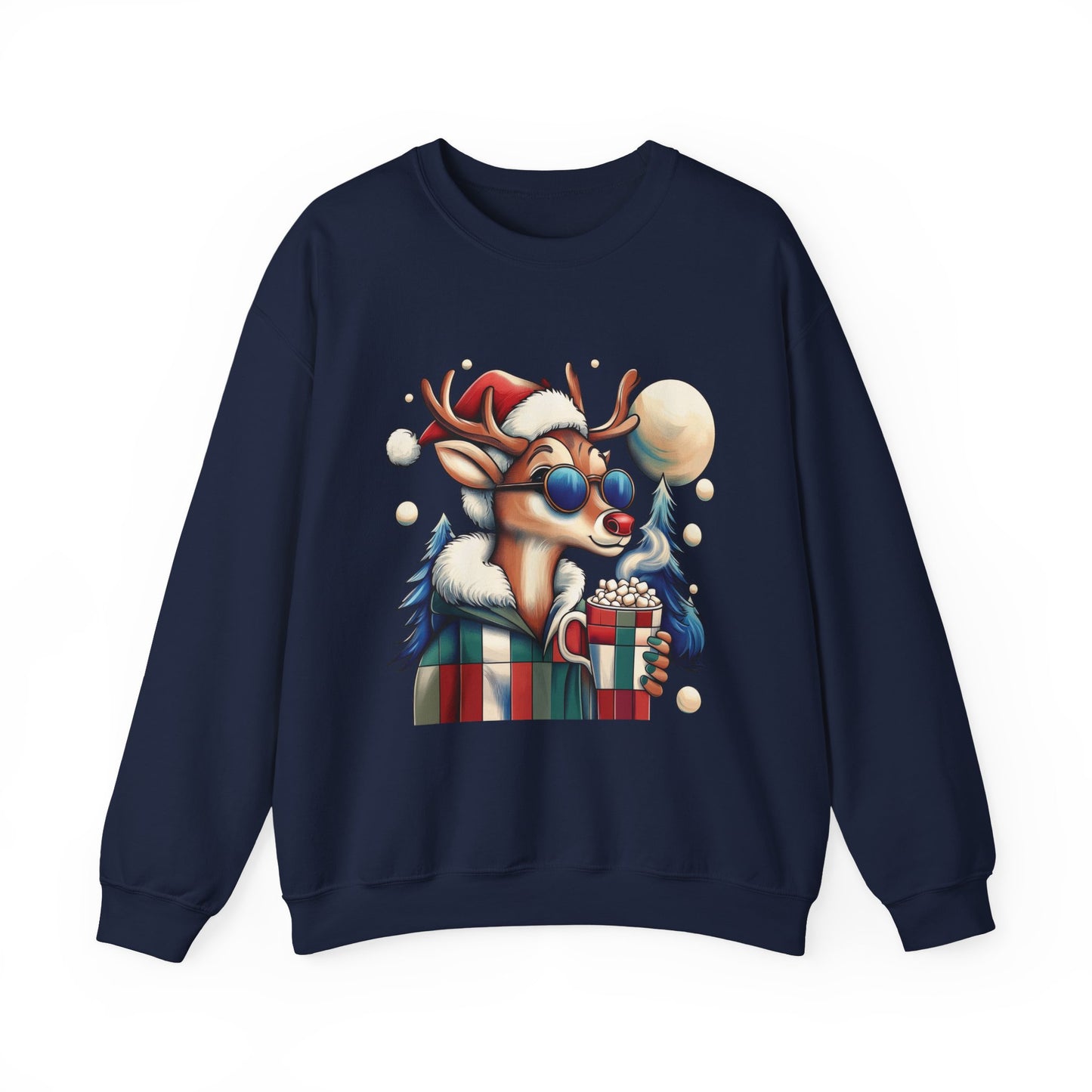 Cool Reindeer Christmas Sweatshirt, Funny Holiday Pullover for Men, Men's Heavy Blend™ Crewneck Sweatshirt