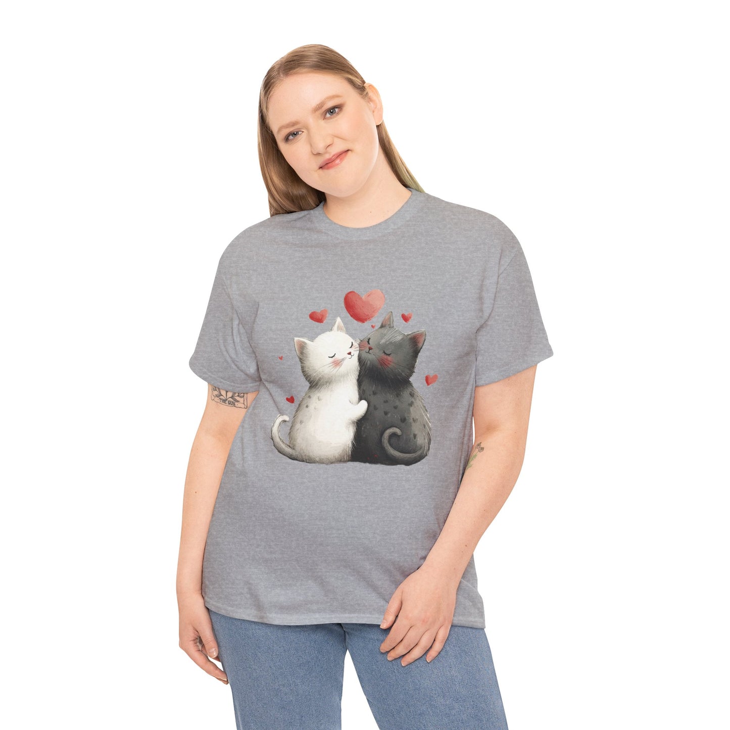 Cute Cat Love T-Shirt, Adorable Feline Couple Tee, Gift for Cat Lovers, Valentine's Day Shirt, Cozy Everyday Wear, Cat Mom T-Shirt