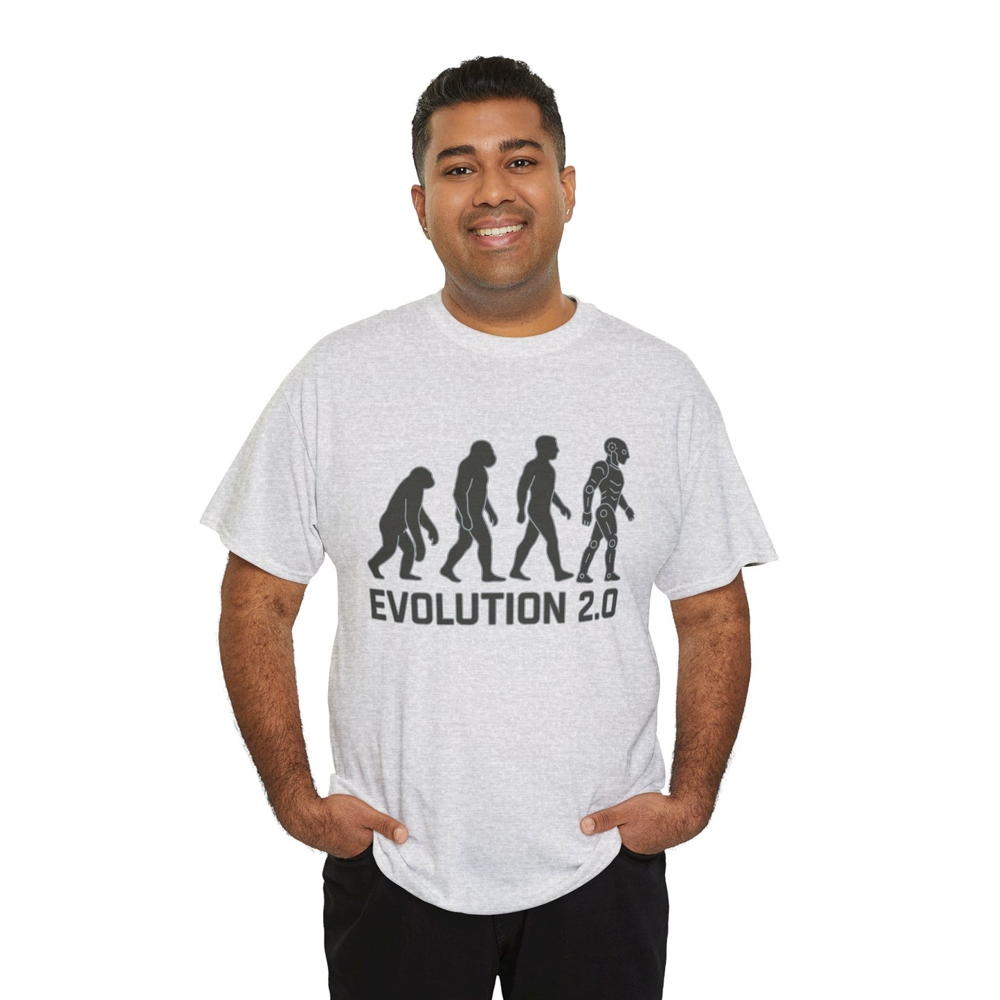 Evolution 2.0 Futuristic Robot Human Evolution T-Shirt, Cyberpunk Tech Graphic Tee for Men, Modern AI Inspired Sci-Fi Shirt