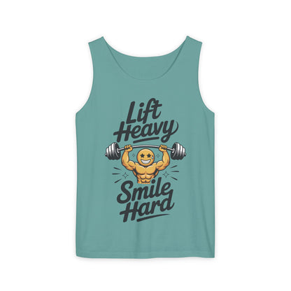 Mens Lift Heavy Smile Hard Tank Top, Funny Gym Workout Fitness Shirt, Mens Funny Gym Tank