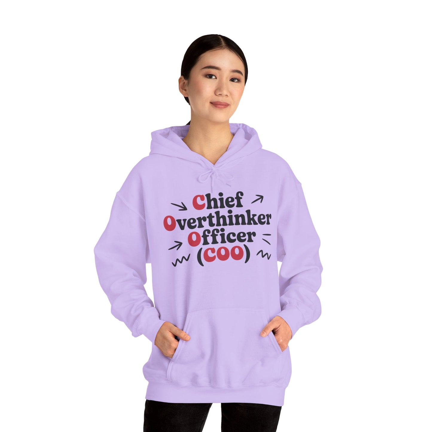 Chief Overthinker Officer Women's Hoodie, Funny COO Graphic Pullover, Sarcastic Office Humor Gift, Women's Heavy Blend™ Hooded Sweatshirt