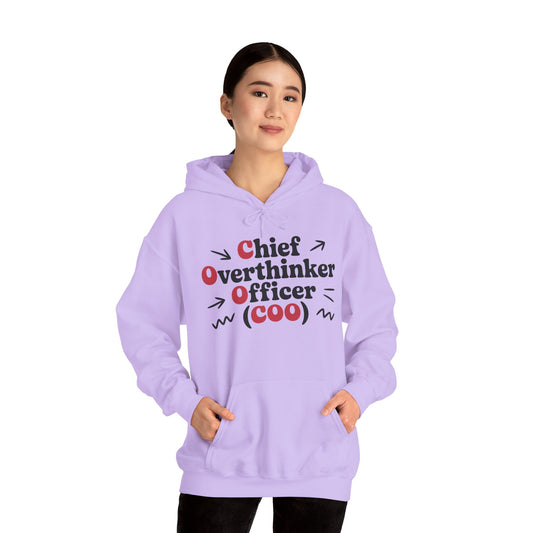 Chief Overthinker Officer Women's Hoodie, Funny COO Graphic Pullover, Sarcastic Office Humor Gift, Women's Heavy Blend™ Hooded Sweatshirt