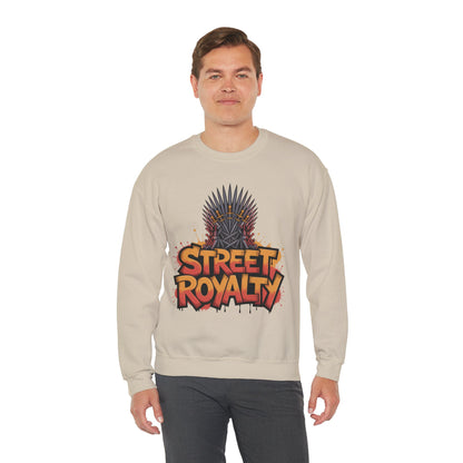 Street Royalty Men's Crewneck Sweatshirt, Graffiti Crown Graphic Pullover, Urban Streetwear Top for Men