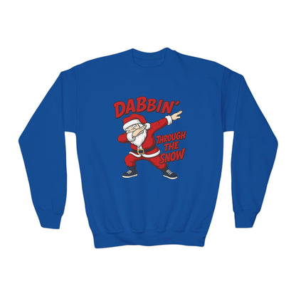 Dabbin Santa Youth Christmas Sweatshirt, Funny Holiday Jumper for Boys