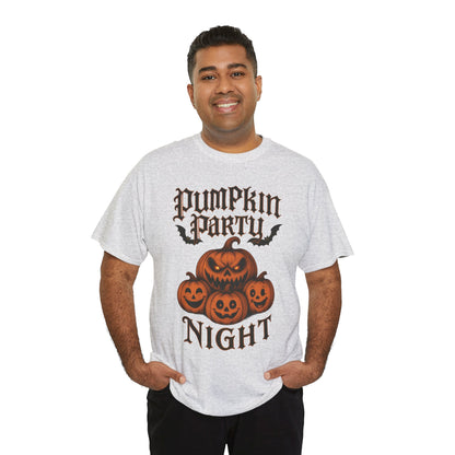 Pumpkin Party Night Men's Halloween T-Shirt, Scary Jack-O-Lantern Pumpkin Graphic Tee for Him