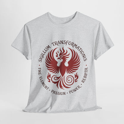 Phoenix Fire Element T-Shirt, Sigillum Transformationis Seal, Passion Power Rebirth Totem, Phoenix Symbol Unisex Tee, Spiritual Tee