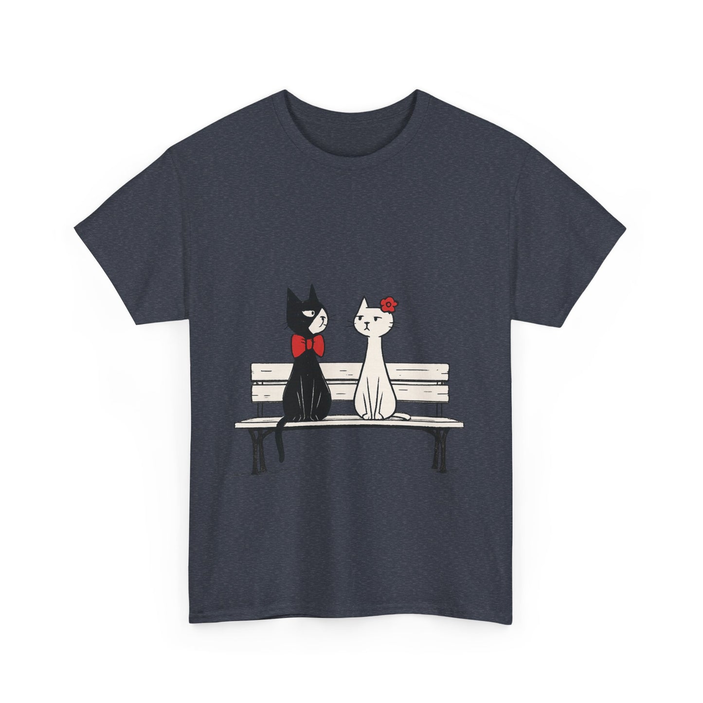 Cute Cat Lovers Tee, Womens Heavy Cotton Tee for Pet Owners, Funny Cat Shirt, Gift for Cat Lovers, Casual T-Shirt, Animal Art Tee