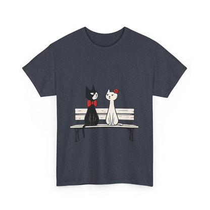 Cute Cat Lovers Tee, Womens Heavy Cotton Tee for Pet Owners, Funny Cat Shirt, Gift for Cat Lovers, Casual T-Shirt, Animal Art Tee