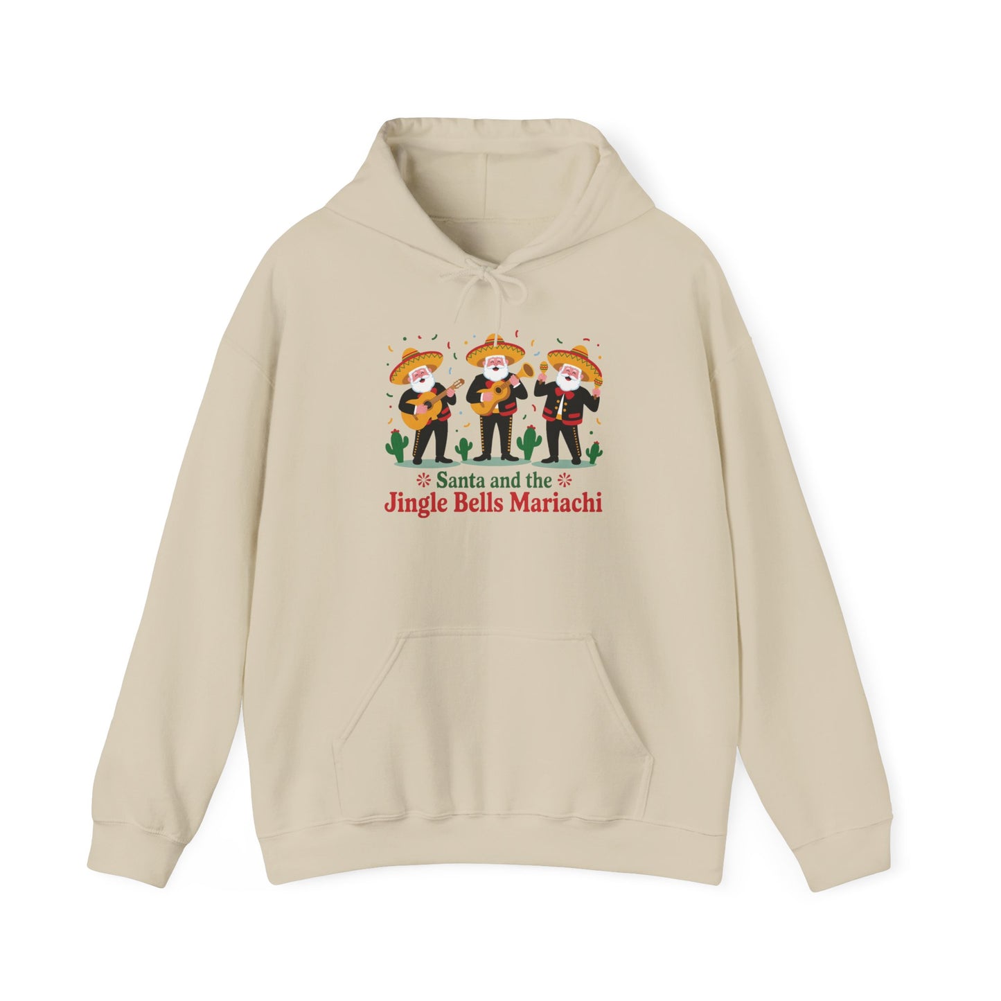 Santa and the Jingle Bells Mariachi Hoodie, Funny Mexican Santa Christmas Hoodie, Latin Fiesta Holiday Sweatshirt