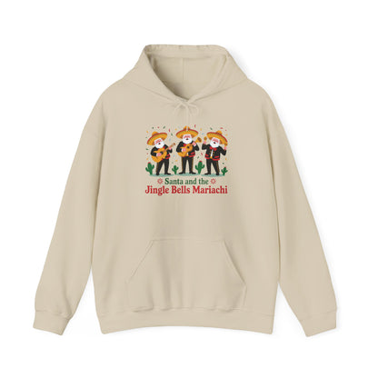 Santa and the Jingle Bells Mariachi Hoodie, Funny Mexican Santa Christmas Hoodie, Latin Fiesta Holiday Sweatshirt