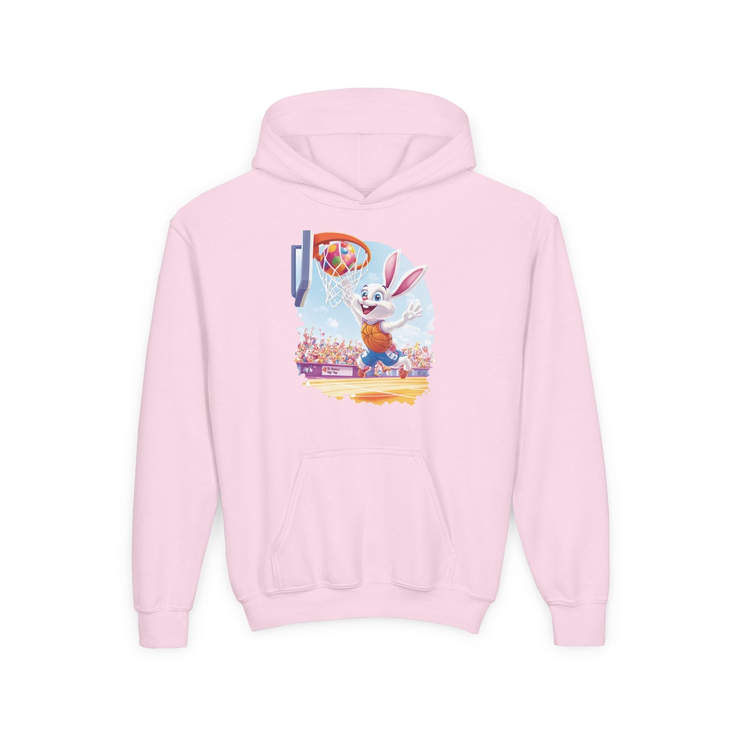 Easter Basketball Bunny Kids Hoodie - Fun Bunny Dunking Egg Ball, Cute Spring Sports Sweatshirt for Kids, Easter  Gift Idea
