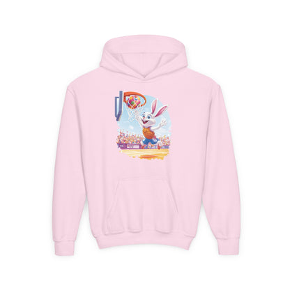 Easter Basketball Bunny Kids Hoodie - Fun Bunny Dunking Egg Ball, Cute Spring Sports Sweatshirt for Kids, Easter  Gift Idea