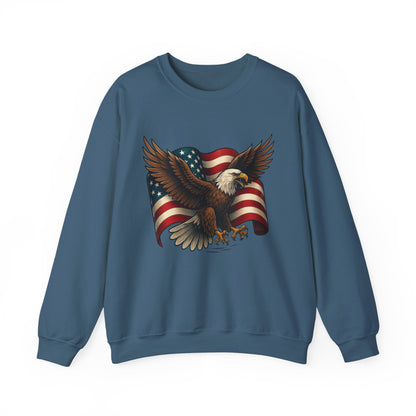 Patriotic Eagle Sweatshirt - Unisex Crewneck, USA Flag Apparel, Memorial Day, Veteran's Day, Independence Day, Gift for Patriots
